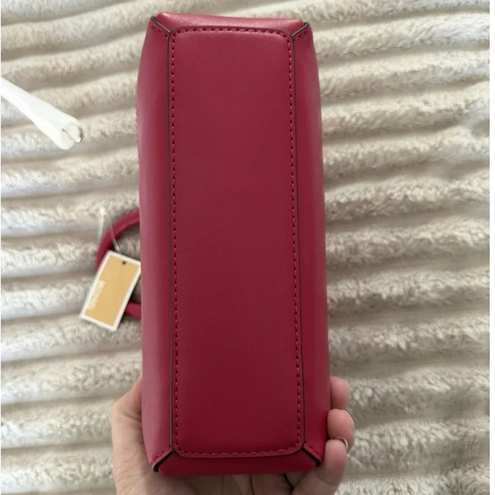 Michael Kors Reed XS Satchel Dark Raspberry Pebbled Leather Crossbody 35F4S6RC0T